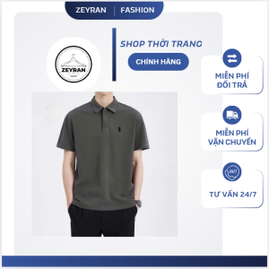 Áo Polo Thêu Ngựa Cộc Tay Nam Nữ Cổ Bẻ Chất Liệu Vải Cá Sấu Cotton