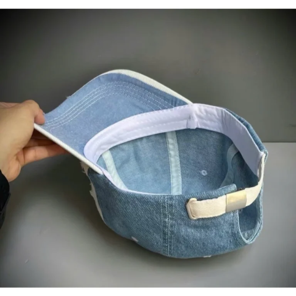 Mũ lưỡi trai Jean rách hai màu xanh trắng - Ảnh 3