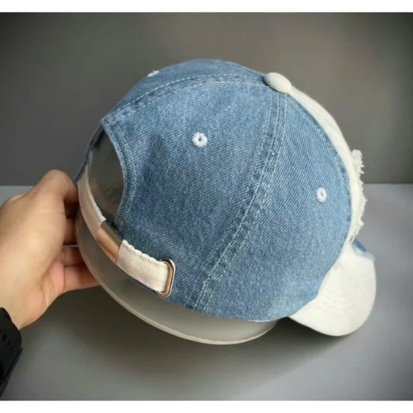Mũ lưỡi trai Jean rách hai màu xanh trắng - Ảnh 2
